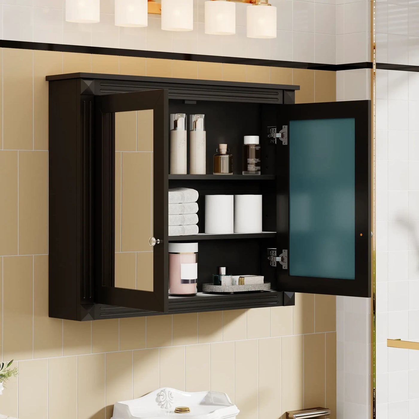 Wall-Mounted Medicine Cabinet With 2 Mirrors and Adjustable Shelves by HouseOfZazla
