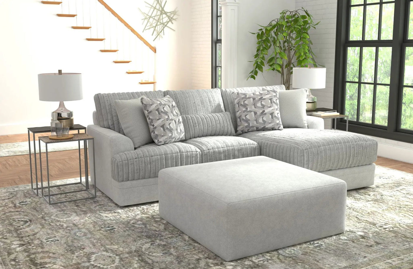 Titan - Sectional With Comfort Coil Seating, Cocktail Ottoman And Accent Pillows Included by Unique Piece Furniture