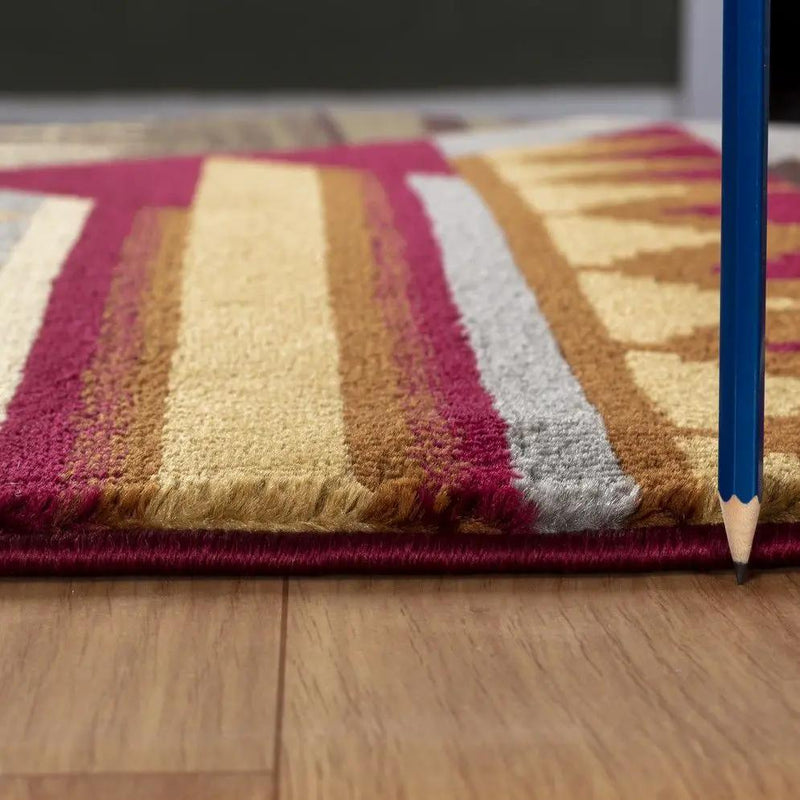 Nature's Nest - 5'3" X 7'3" Lodge Area Rug Polypropylene - Multi, Red by HouseOfZazla