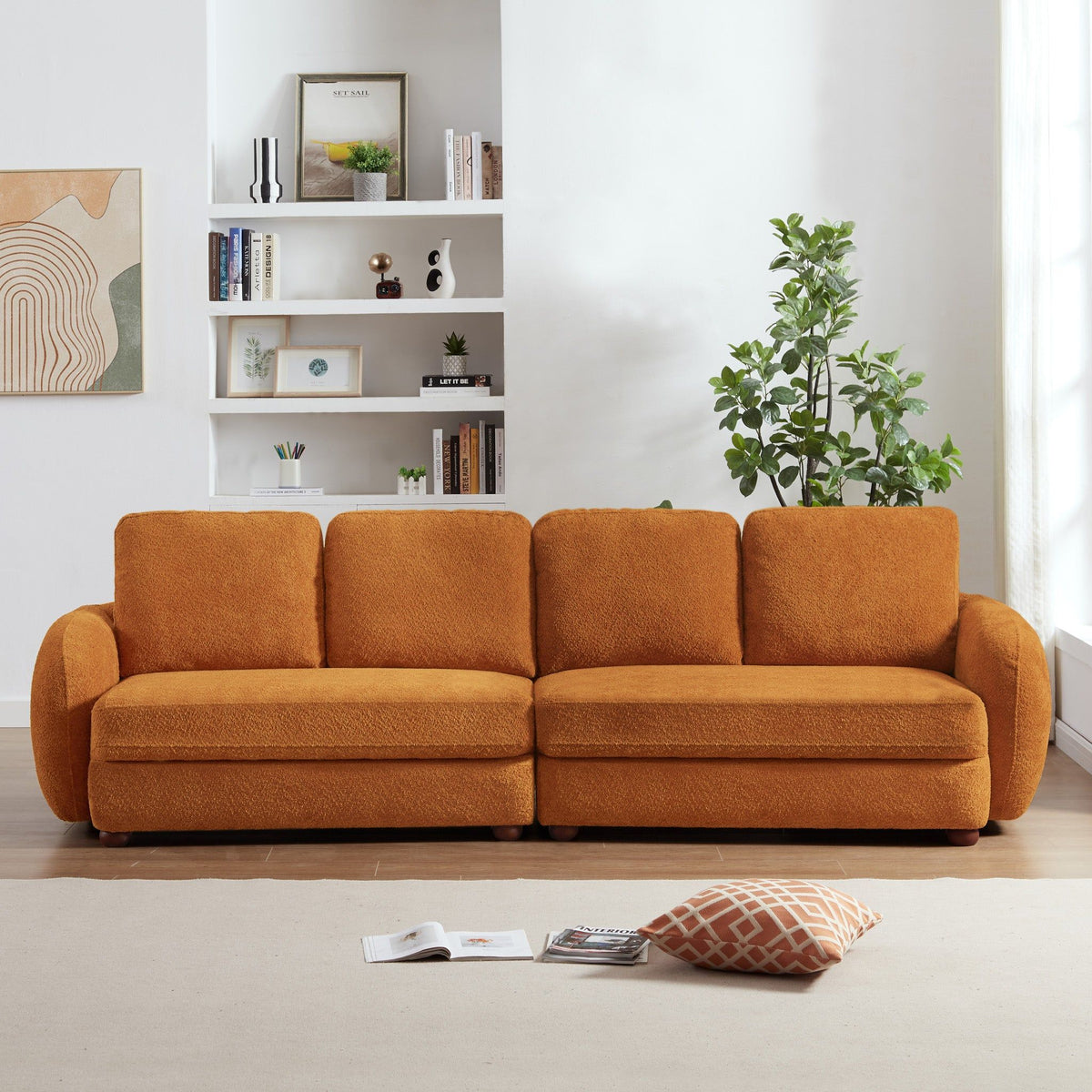 Paton Comfortable Sofa with Solid Wood Frame - Orange or Beige, photo 2 of 22