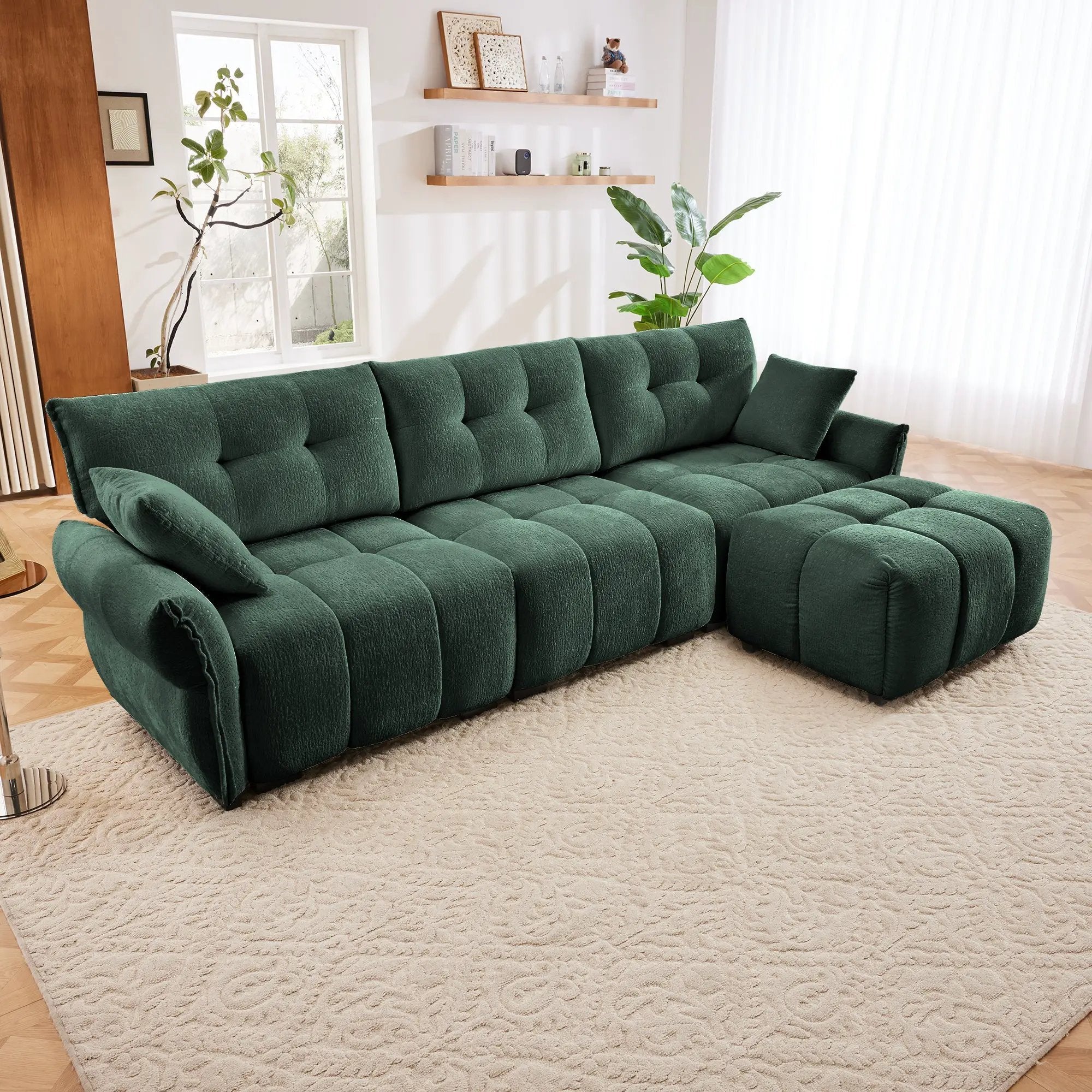 Three-Seater Sofa Set With Ottoman and Pillows by HouseOfZazla