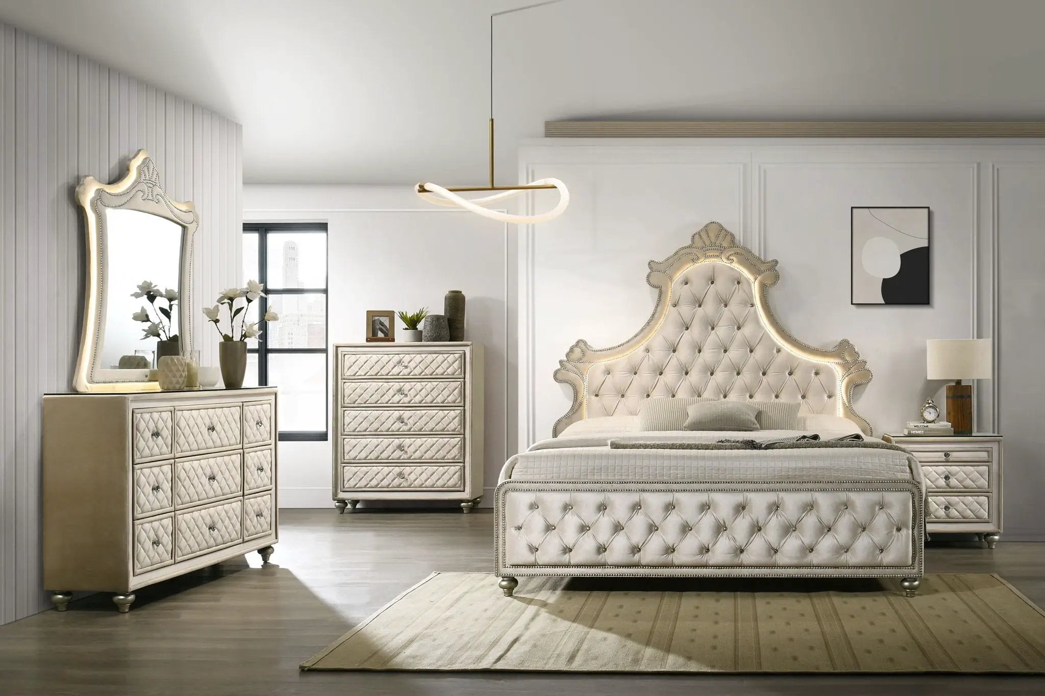 Lucienne - Bed With LED Lighting by Unique Piece Furniture