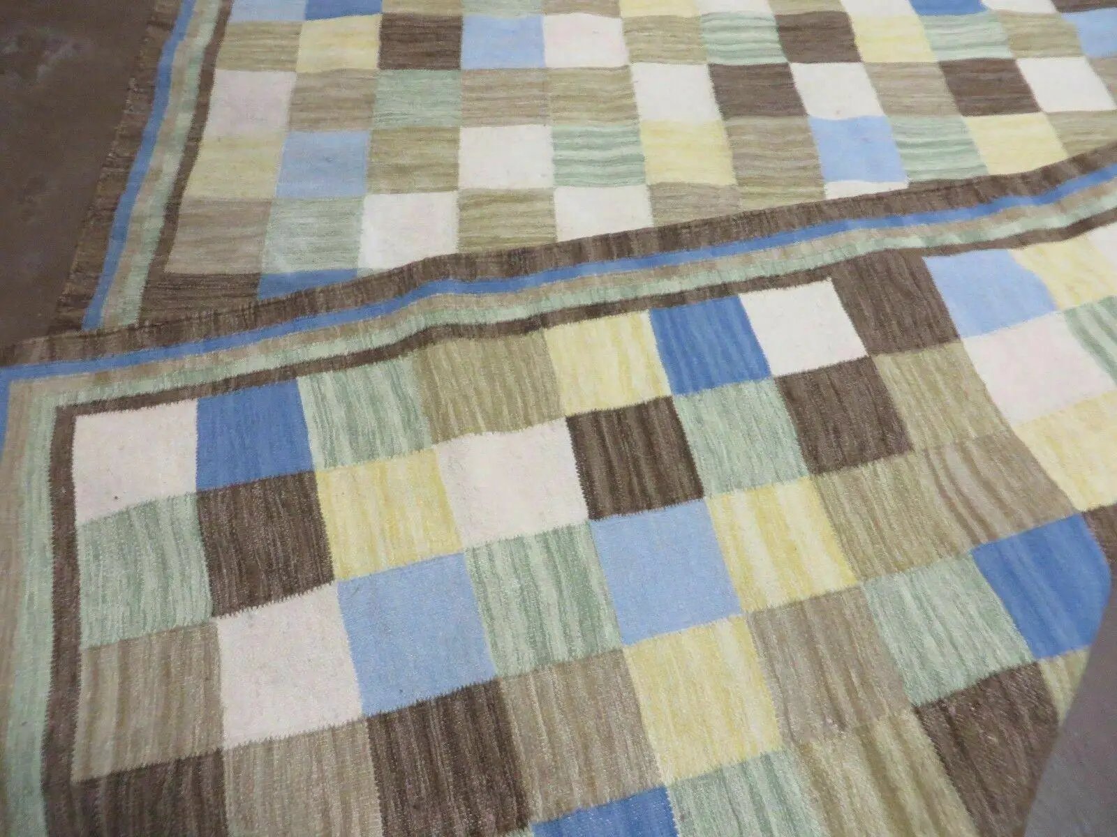 5' X 8' Hand-knotted Kilim Dhurrie Wool Cotton Rug Flat Weave Carpet Checkered Pattern Colorful Multicolor by Jewel Rugs