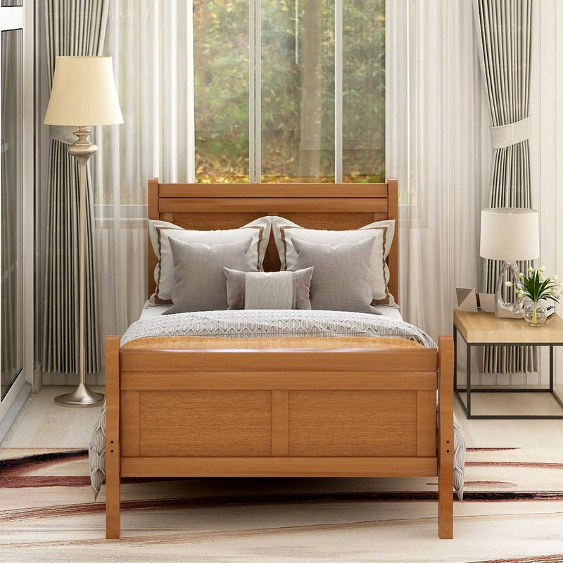 Platform Bed Frame Mattress Foundation Sleigh Bed With Headboard / Footboard / Wood Slat Suppor by HouseOfZazla