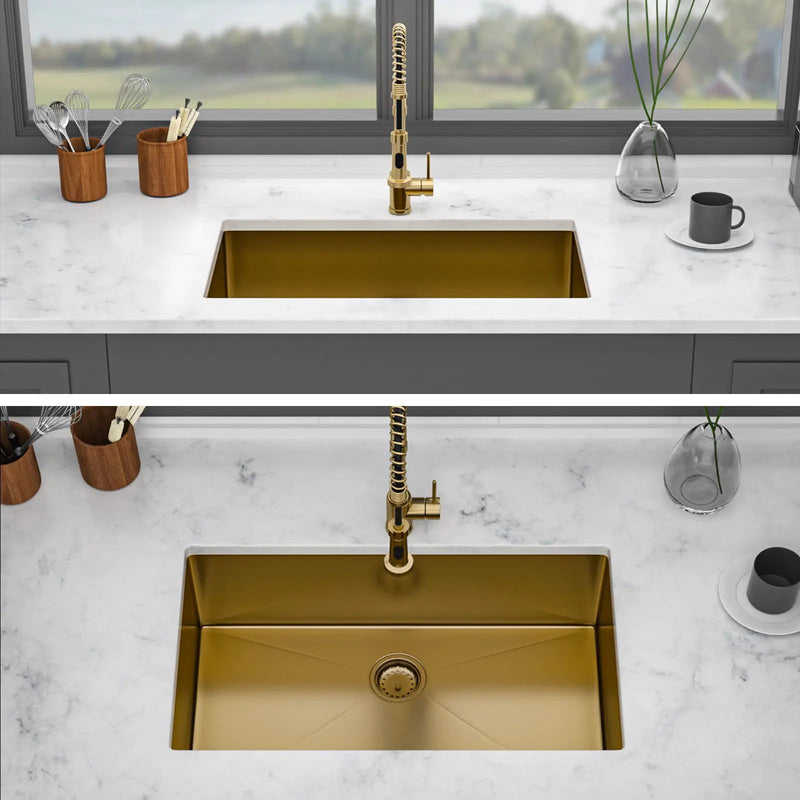 Finish Undermount Stainless Steel Kitchen Sink 32" X 19" 16 Gauge Deep Single Bowl by HouseOfZazla