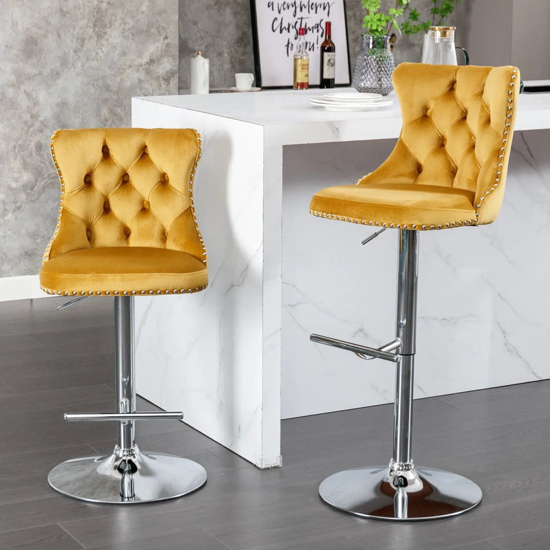 Swivel Barstools Adjusatble Seat Height From 25-33", Modern Upholstered Base Bar Stools With Backs Comfortable Tufted For Home Pub And Kitchen Island (Set of 2) by Unique Piece Furniture