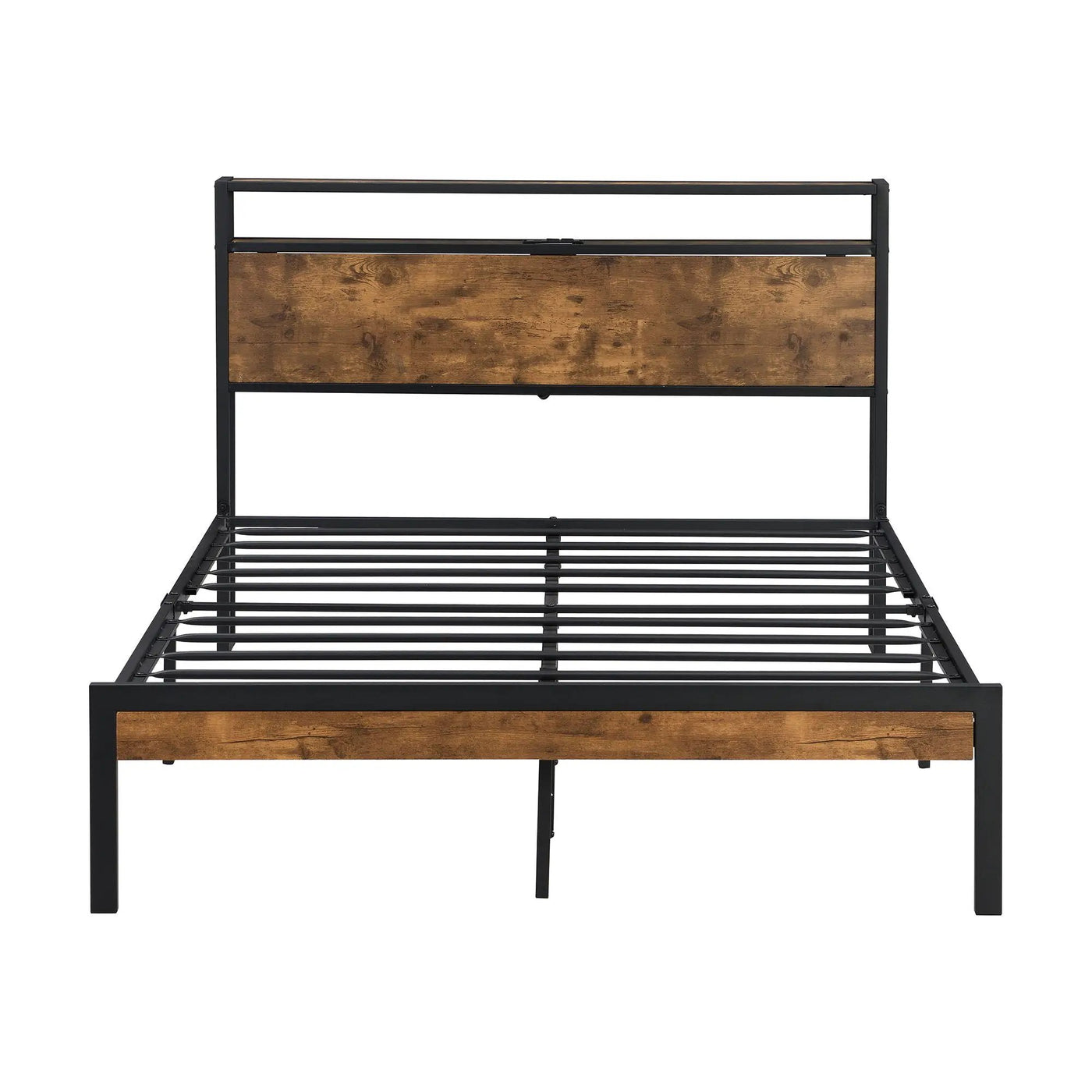 Platform Bed Frame With Wooden Headboard And Footboard, USB Liner by HouseOfZazla