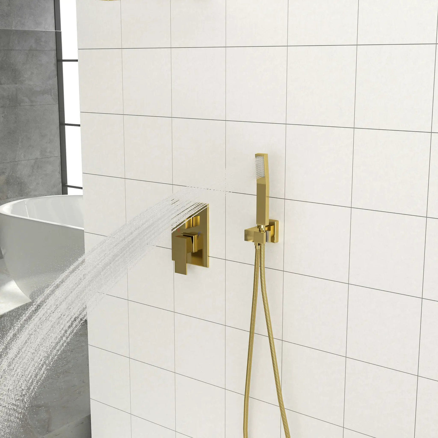Dual Shower Head 10" Wall Mounted Square Shower System by HouseOfZazla