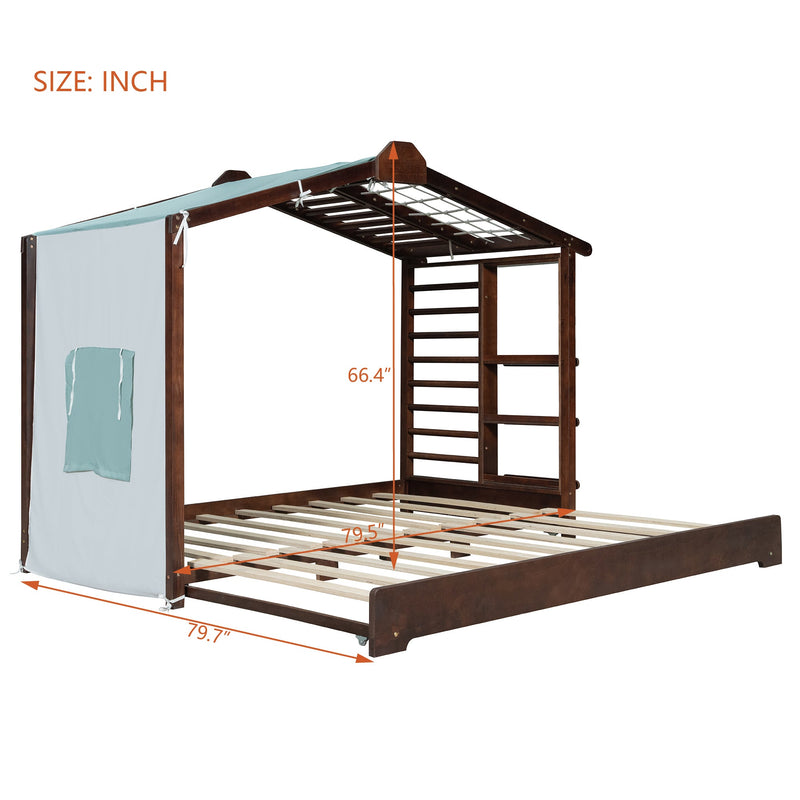 Twin Size House Bed with Trundle and Side Shelves - Pine & Plywood, White/Gray/Natural/Espresso, photo 10 of 10