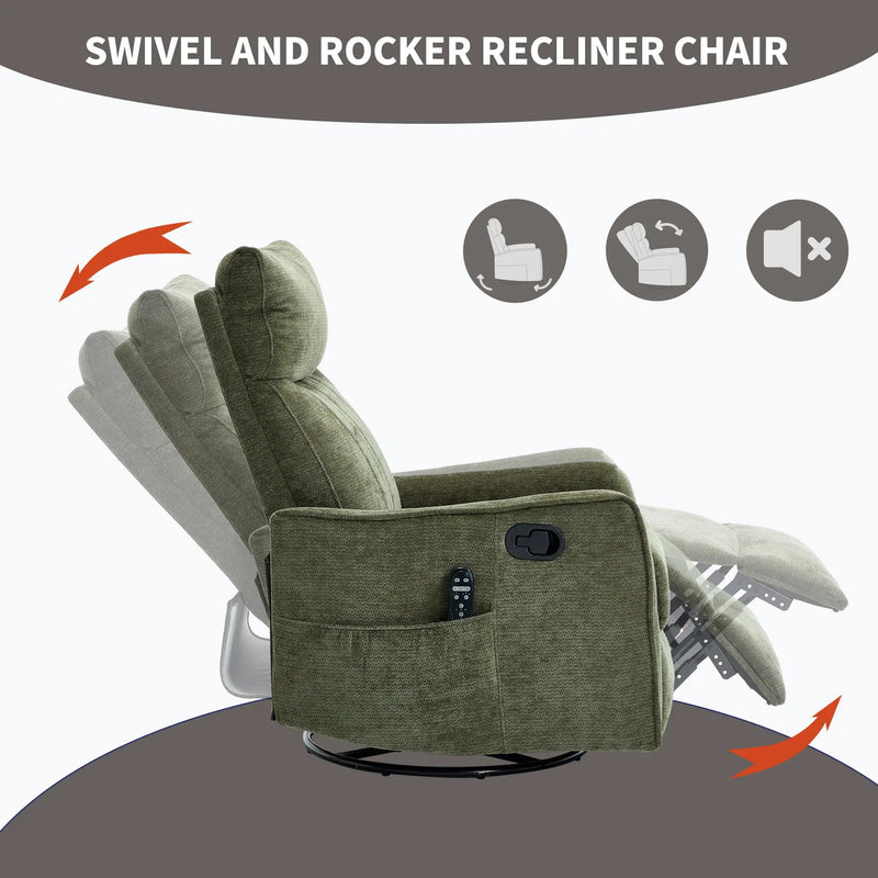 Green Heat Massage Manual Recliner Chair by HouseOfZazla