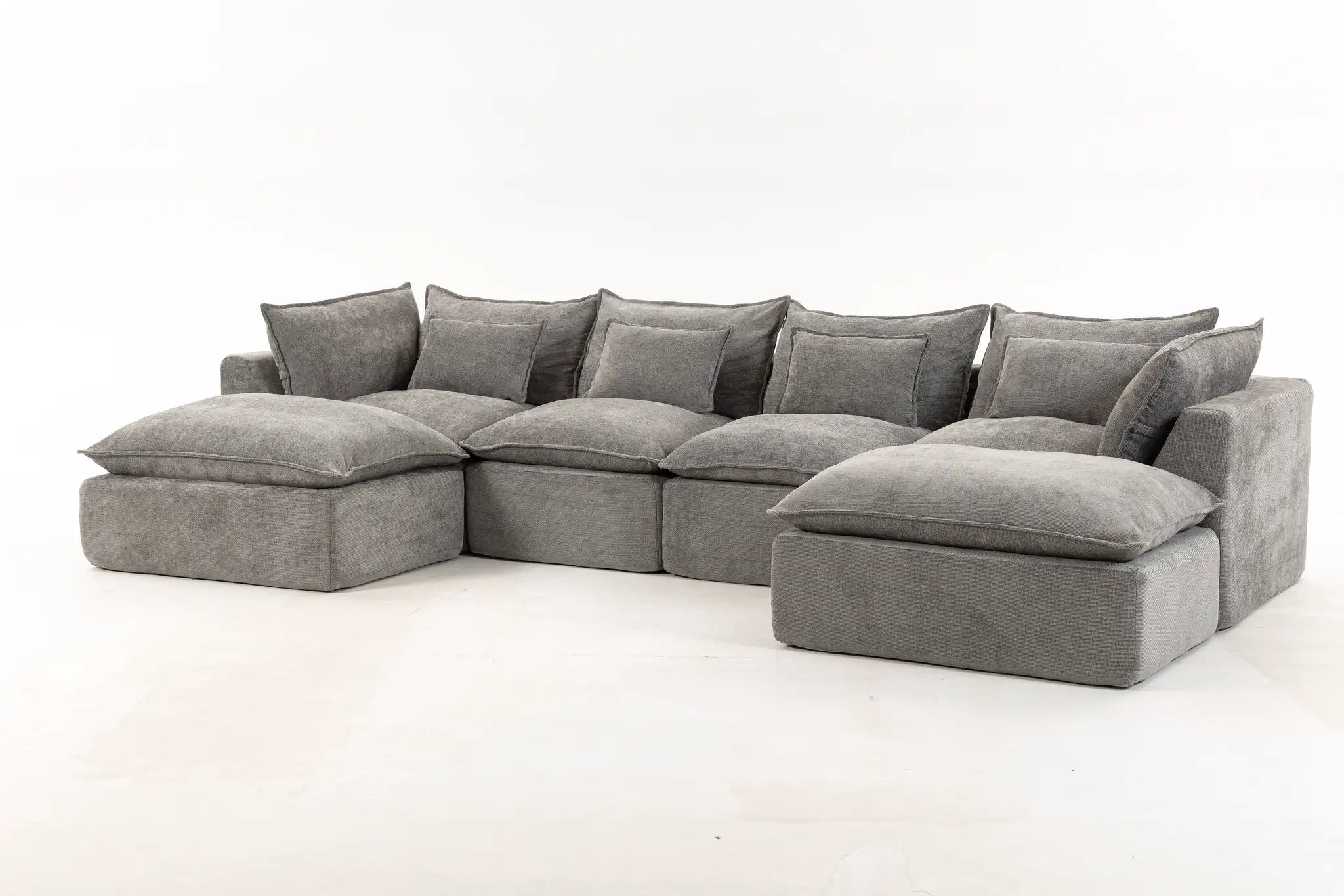 129.8" Width Modular Sectional Sofa with 2 Ottomans by HouseOfZazla