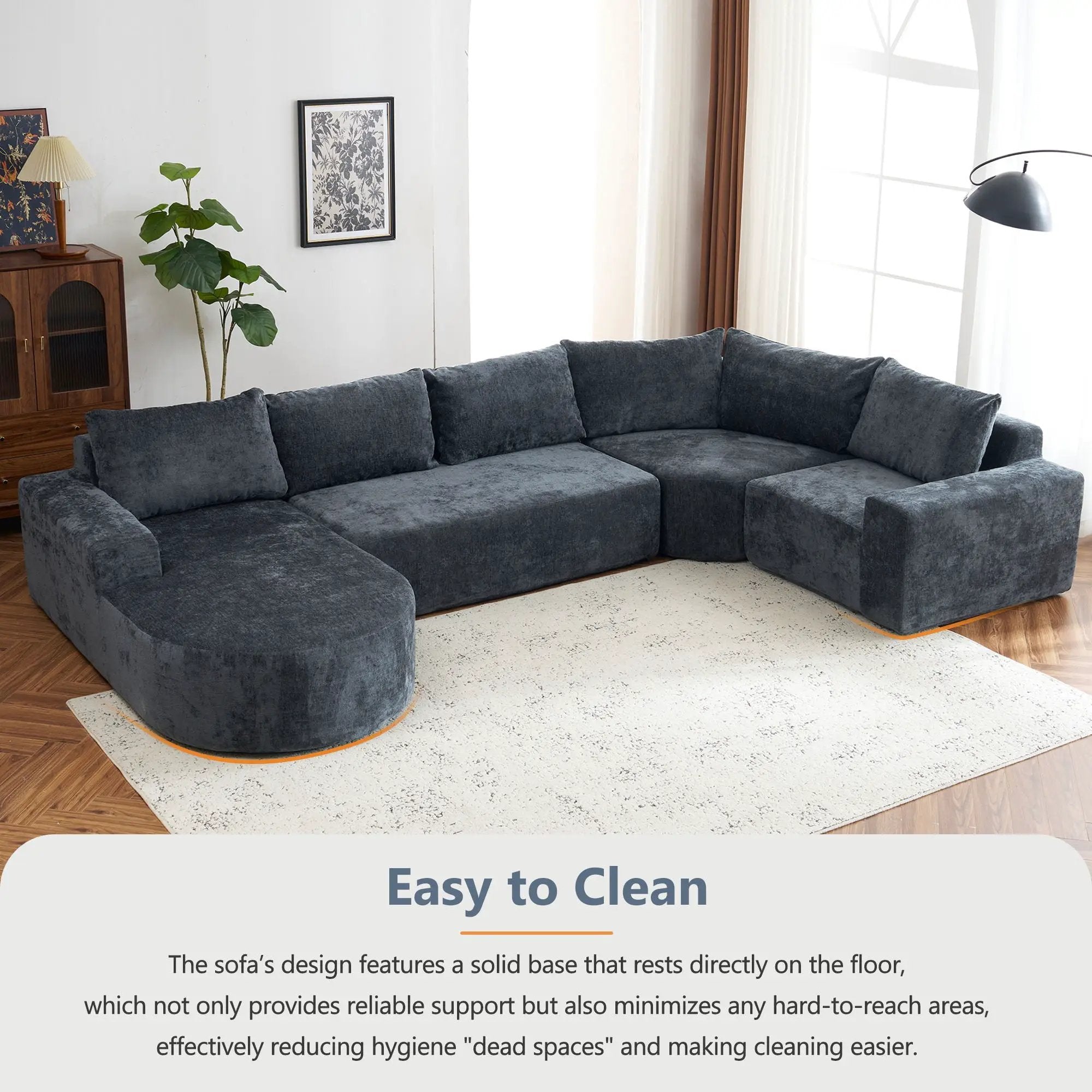 U-Shaped Oversized Modular Cloud Sectional Sofa With Deep Seat For Living Room by HouseOfZazla