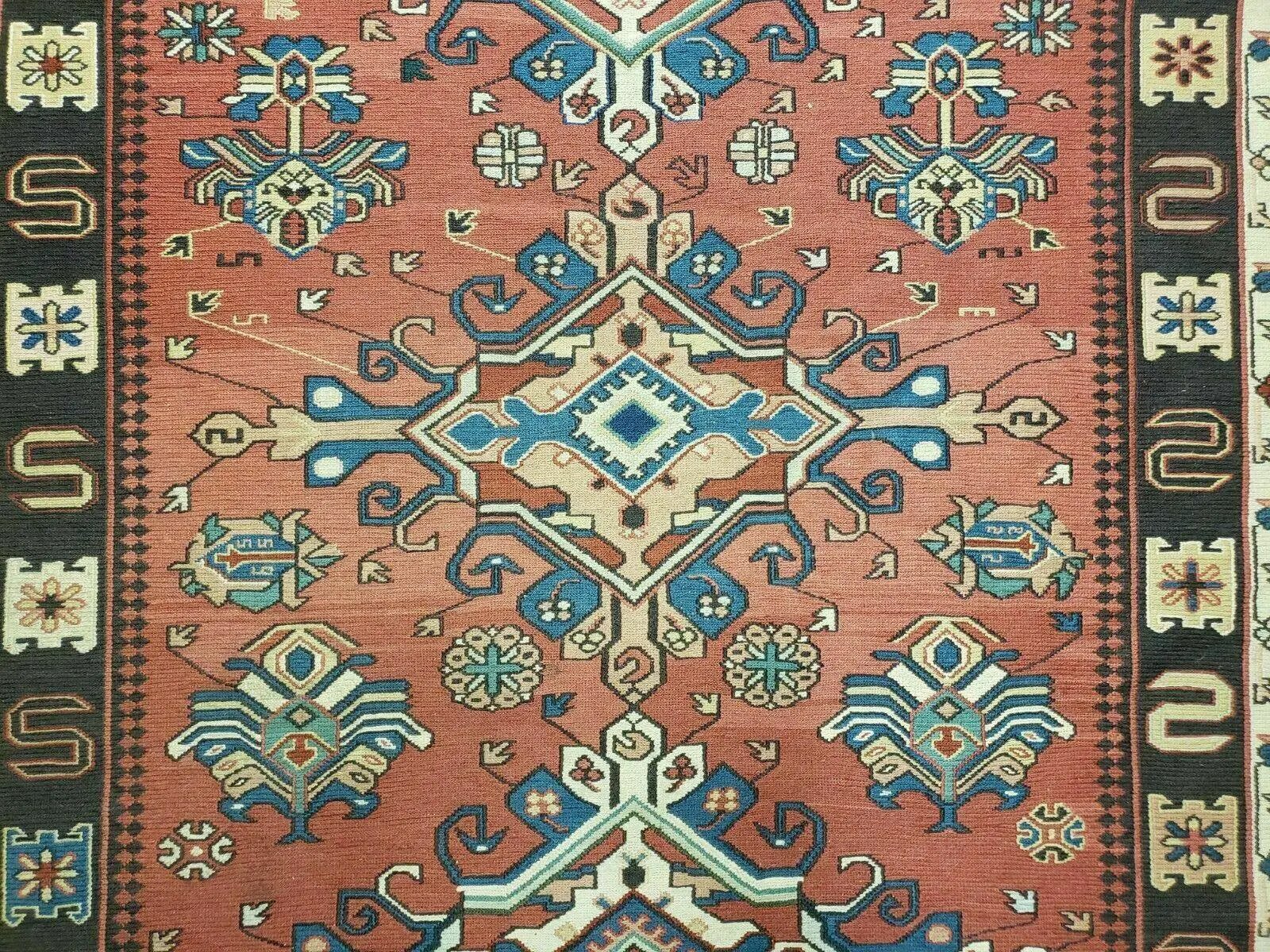 4' X 6' Vintage Russian Kilim Handmade Caucasian Soumak Flat Weave Wool Rug by Jewel Rugs