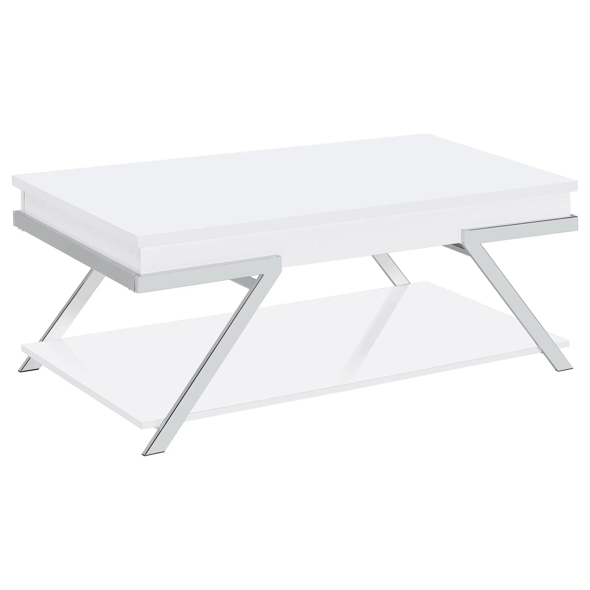 Briana - 2 Piece Coffee And End Table Set With Lift Top Legs - Gloss White by HouseOfZazla