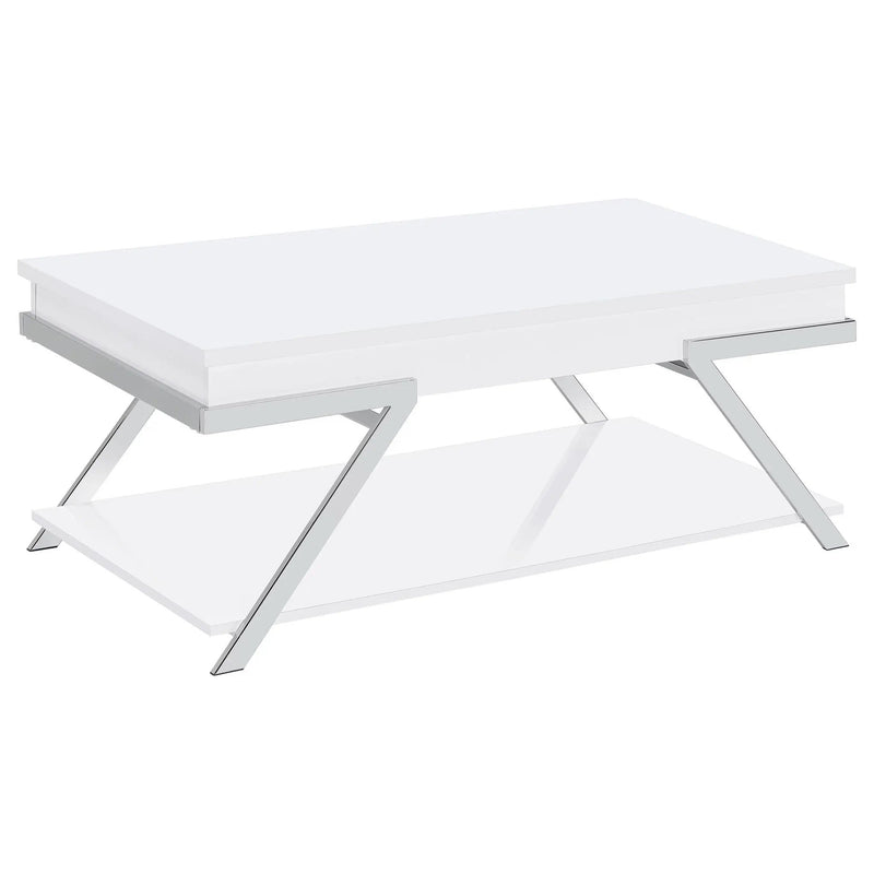 Briana - 2 Piece Coffee And End Table Set With Lift Top Legs - Gloss White by HouseOfZazla