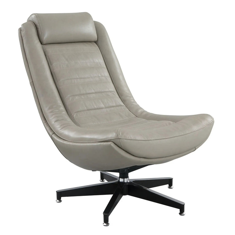 Piran - Twilight Top Grain Leather Accent Chair And Ottoman With Swivel - Gray by HouseOfZazla