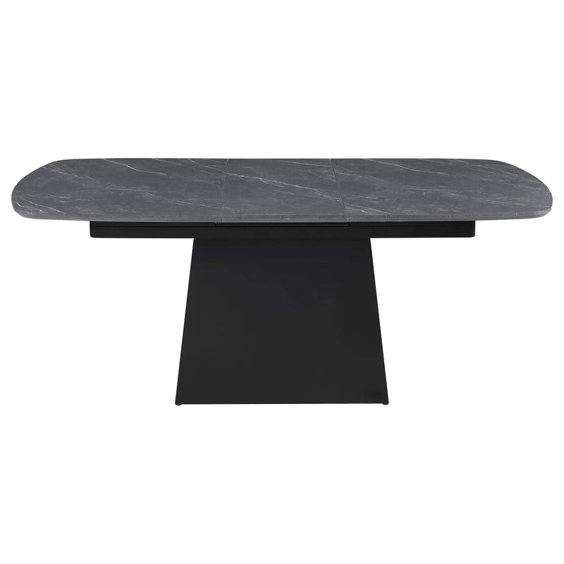 Potero 73-inch Faux Marble Extension Leaf Dining Table Black by Unique Piece Furniture