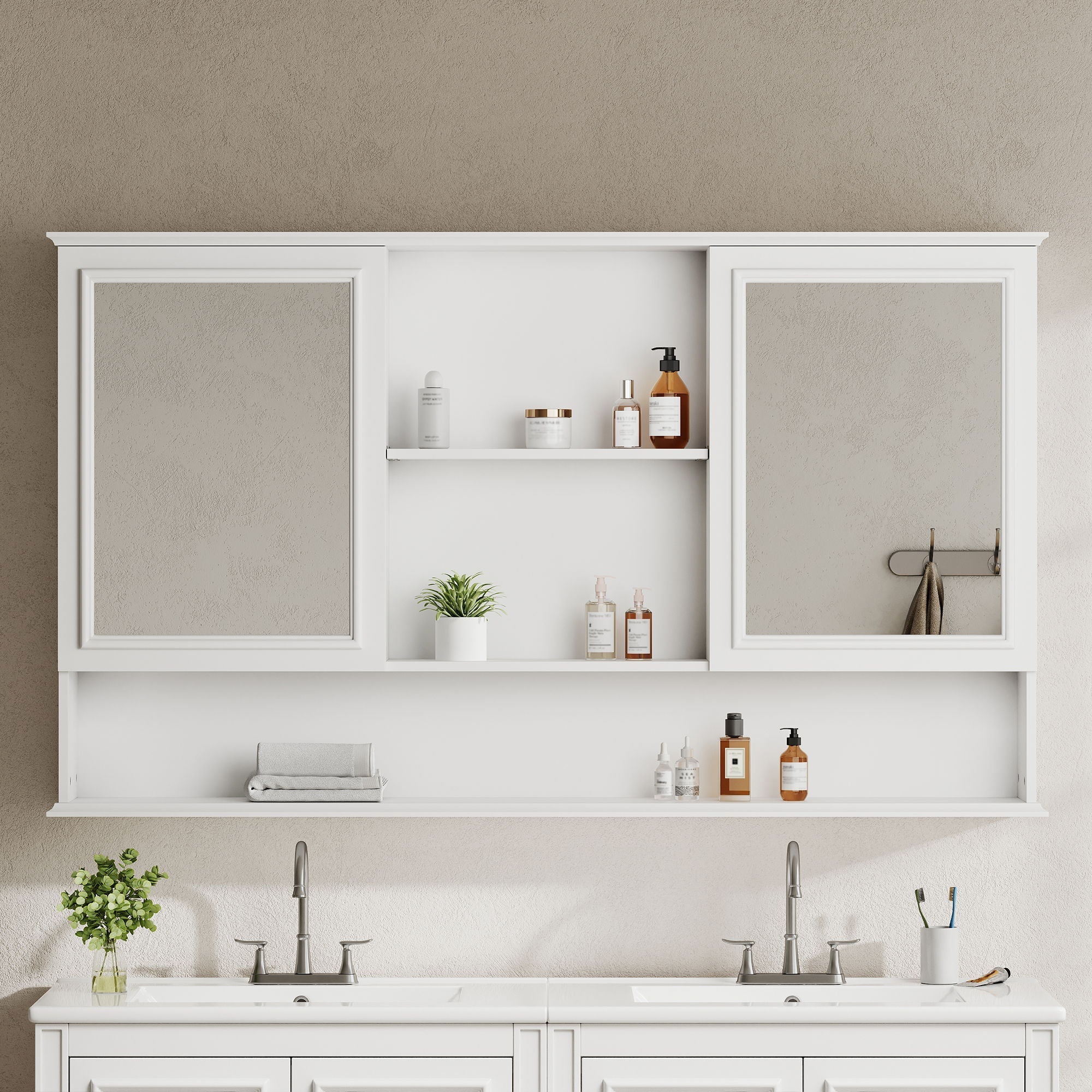 Wall Mounted Bathroom Medicine Cabinet With Double Mirrored Doors by HouseOfZazla