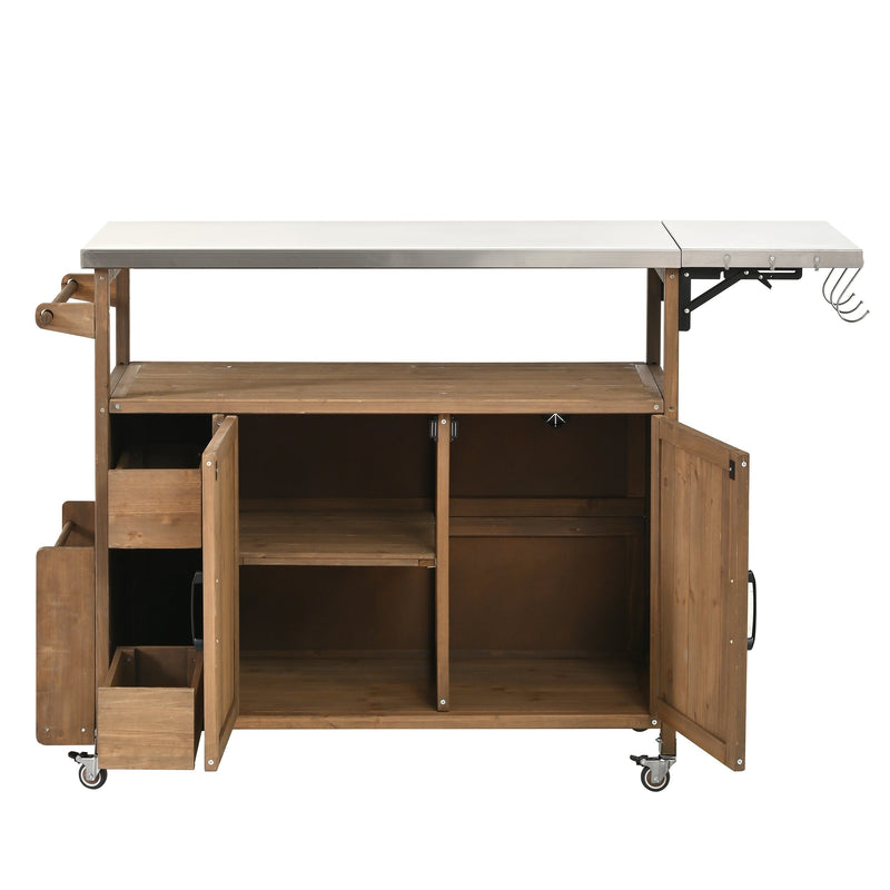 54.33' Farmhouse Rolling Outdoor Kitchen Cart by HouseOfZazla