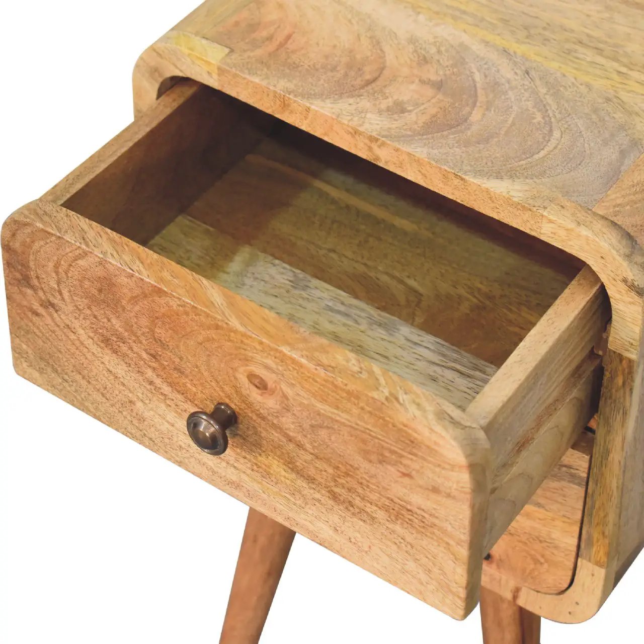 Solid Wood Mini Curved Nightstand, 2-Drawers, Oak-ish by HouseOfZazla