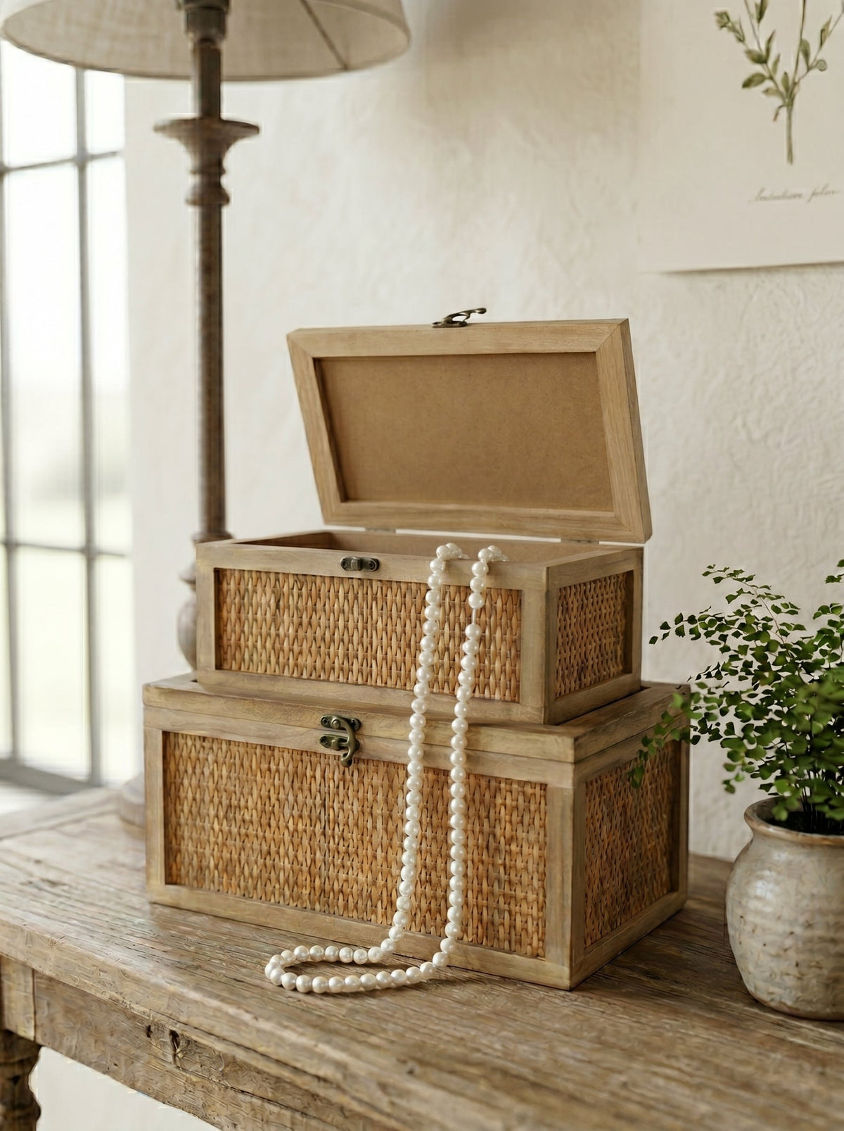 Set of 2 Woven Rattan Decorative Boxes, photo 6 of 8