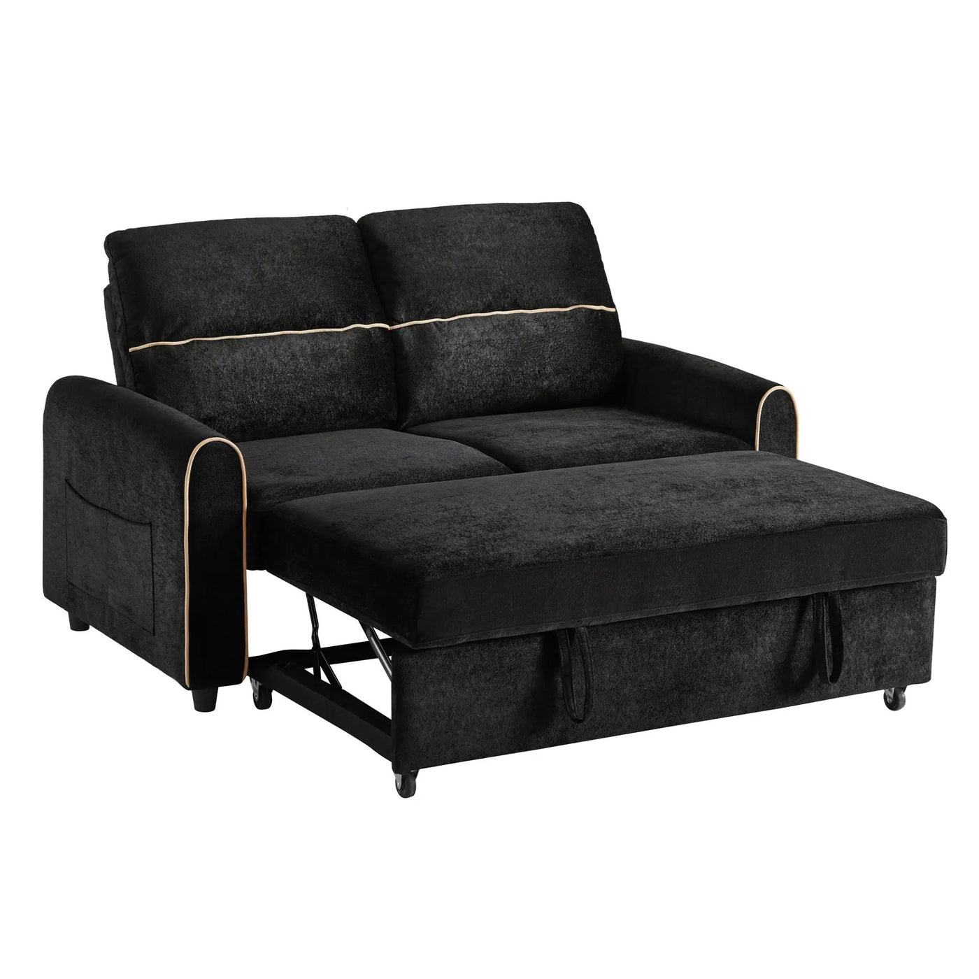 Pull Out Sofa Bed With Adjustable 3 Position Backrest, USB Charging Ports, Side Pockets by Unique Piece Furniture