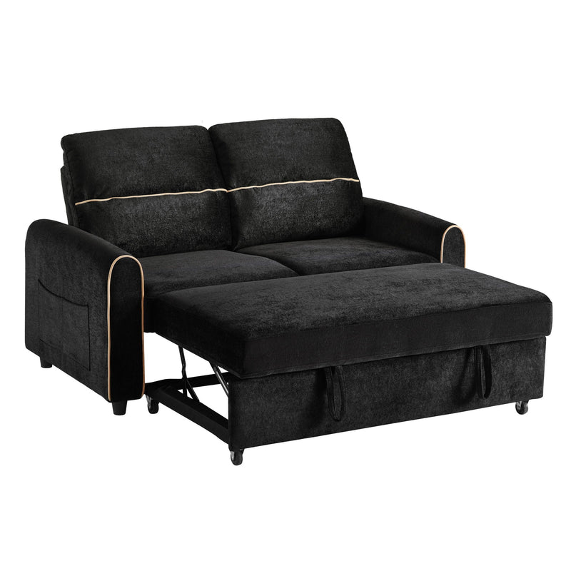 Pull Out Sofa Bed With Adjustable 3 Position Backrest, USB Charging Ports, Side Pockets by Unique Piece Furniture