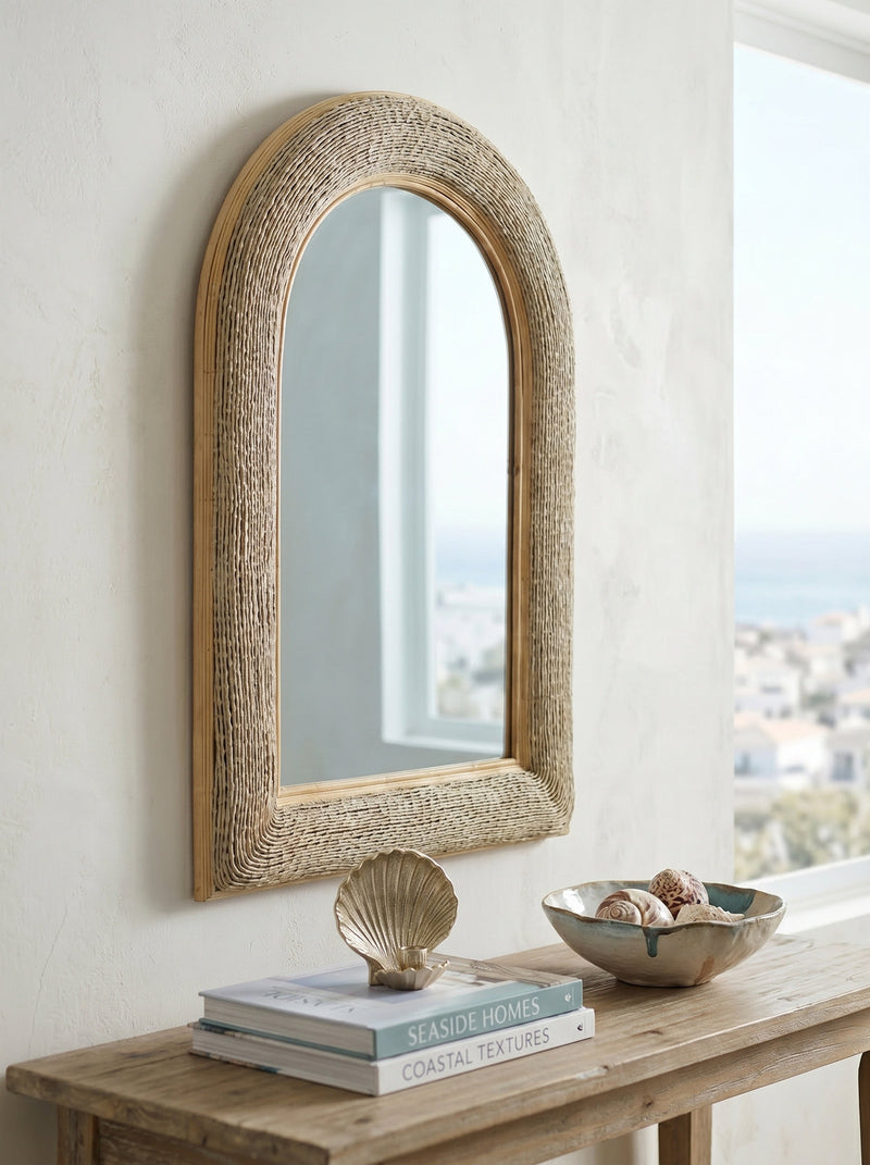 24.2"x36" Woven Texture Decorative Arched Mirror by HouseOfZazla
