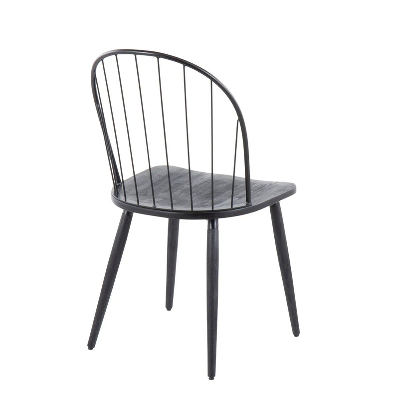 Riley - Industrial High Back Armless Chair (Set of 2) - Black by HouseOfZazla