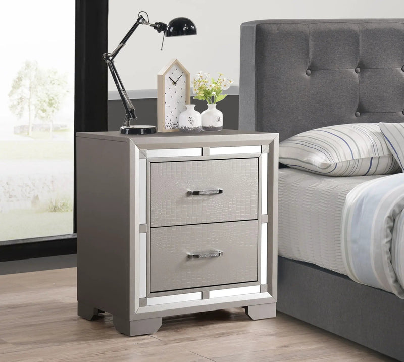 Elegant Nightstand - Silver Champagne by Unique Piece Furniture