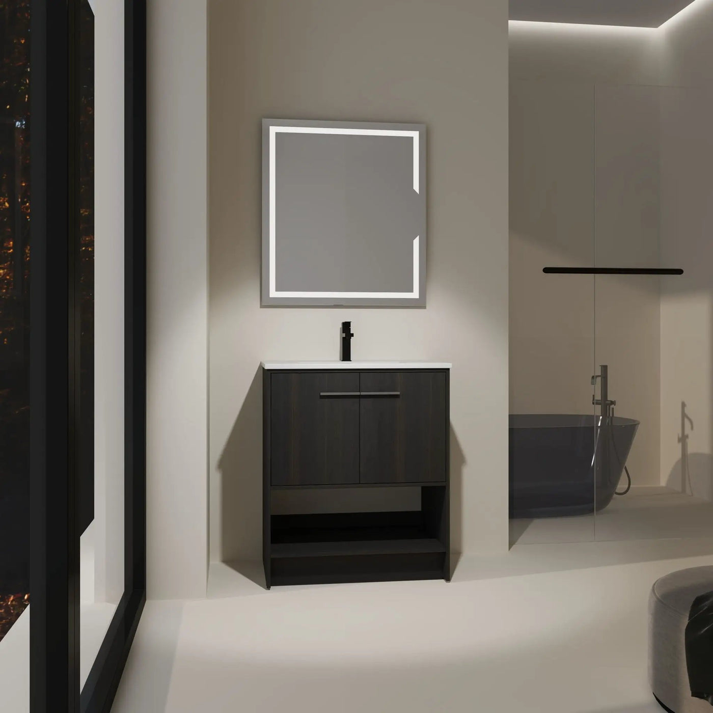 Modern Bathroom Vanity With Ceramic Sink, Freestanding Cabinet, Soft Closing Doors by HouseOfZazla