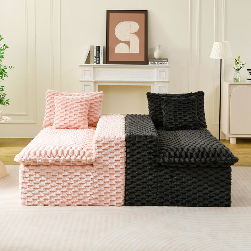 Multifunctional Sofa Pink Black, Fits 4 People by HouseOfZazla