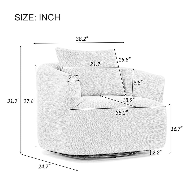 360° Swivel Barrel Sofa Chair With Throw Pillow, Upholstered Accent Chair by HouseOfZazla