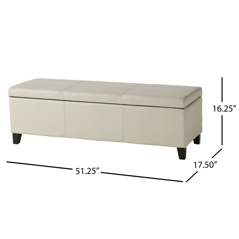 Upholstered PU Leather Storage Ottoman with Solid Wooden Legs by HouseOfZazla