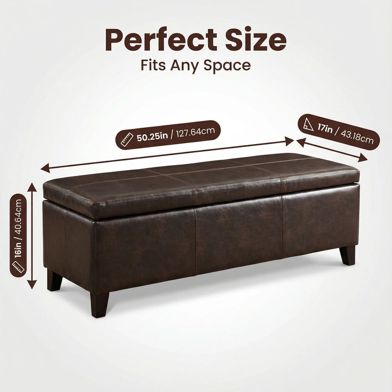 Rectangle Storage Ottoman Bench For Living Room - Brown by HouseOfZazla