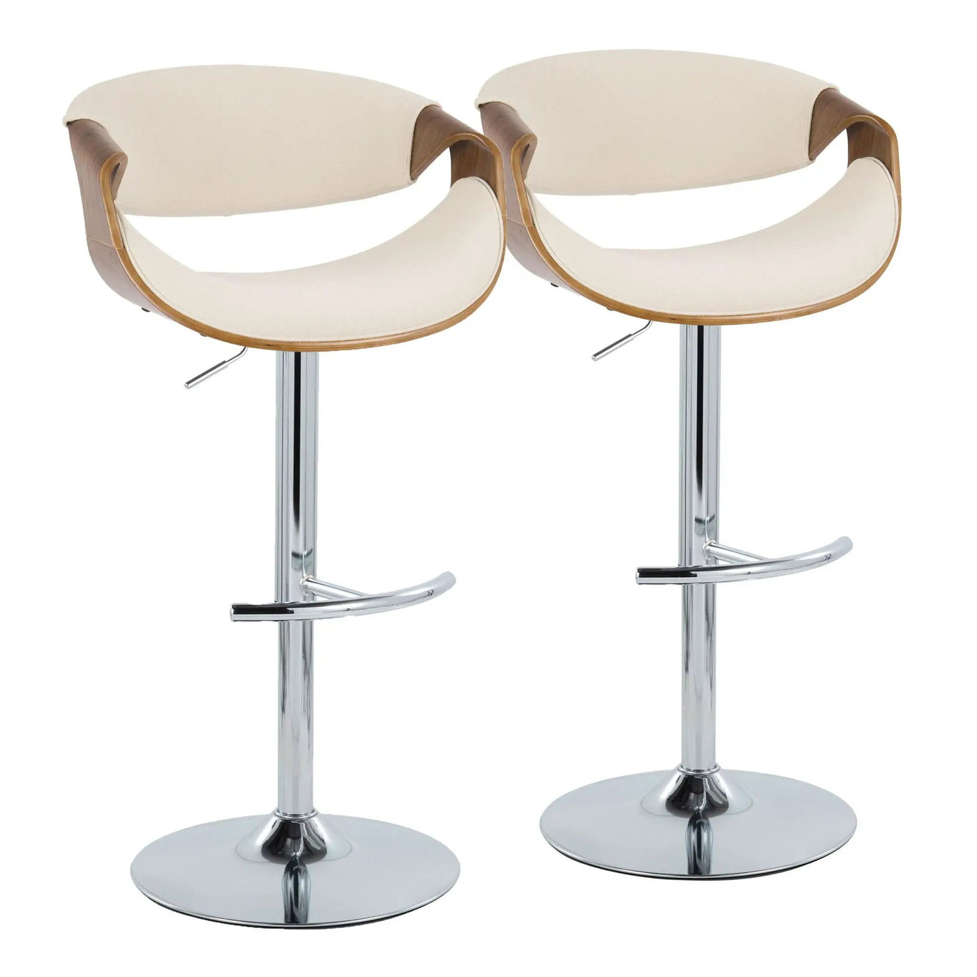 Curvo - Mid Century Modern Adjustable Barstool With Swivel With Rounded T Footrest (Set of 2) by HouseOfZazla