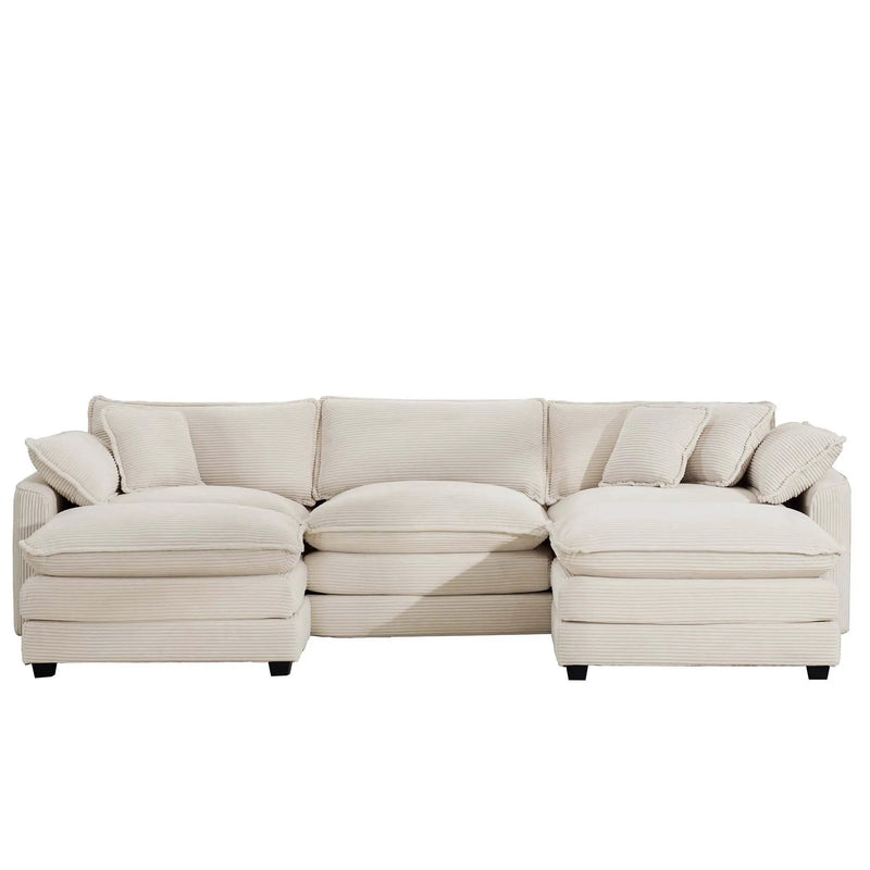 Modern Oversized Modular Cushion Sofa With Ottoman, Low Back, Deep Seating Sofa Set by Unique Piece Furniture
