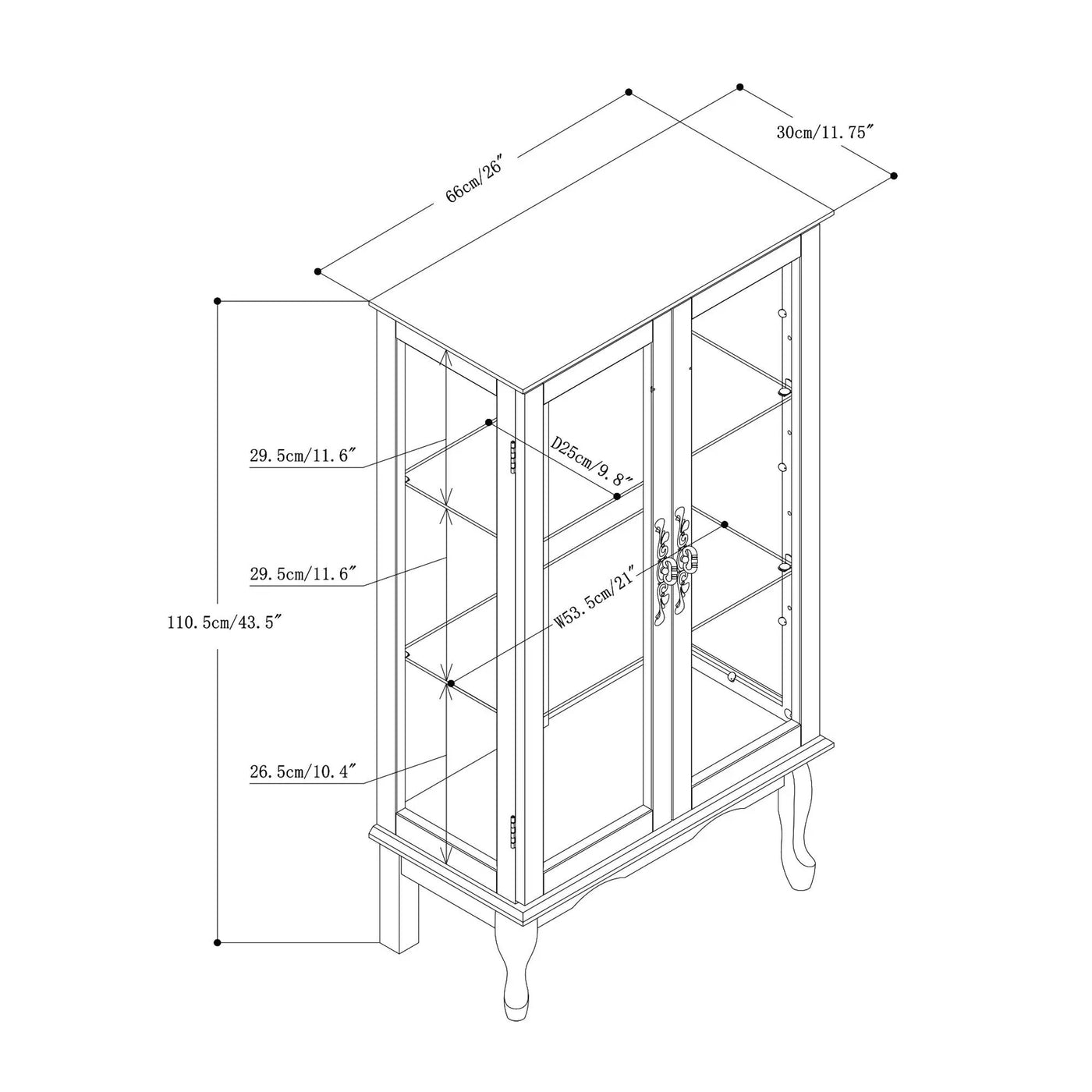 Curio Cabinet Lighted Curio Diapaly Cabinet With Adjustable Shelves And Mirrored Back Panel, Tempered Glass Doors (3 Tier), (E26 Light Bulb Not Included) by HouseOfZazla