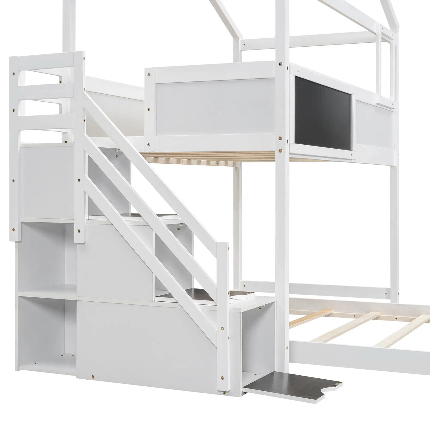 House Style Bunk Bed With Storage Staircase And board by HouseOfZazla