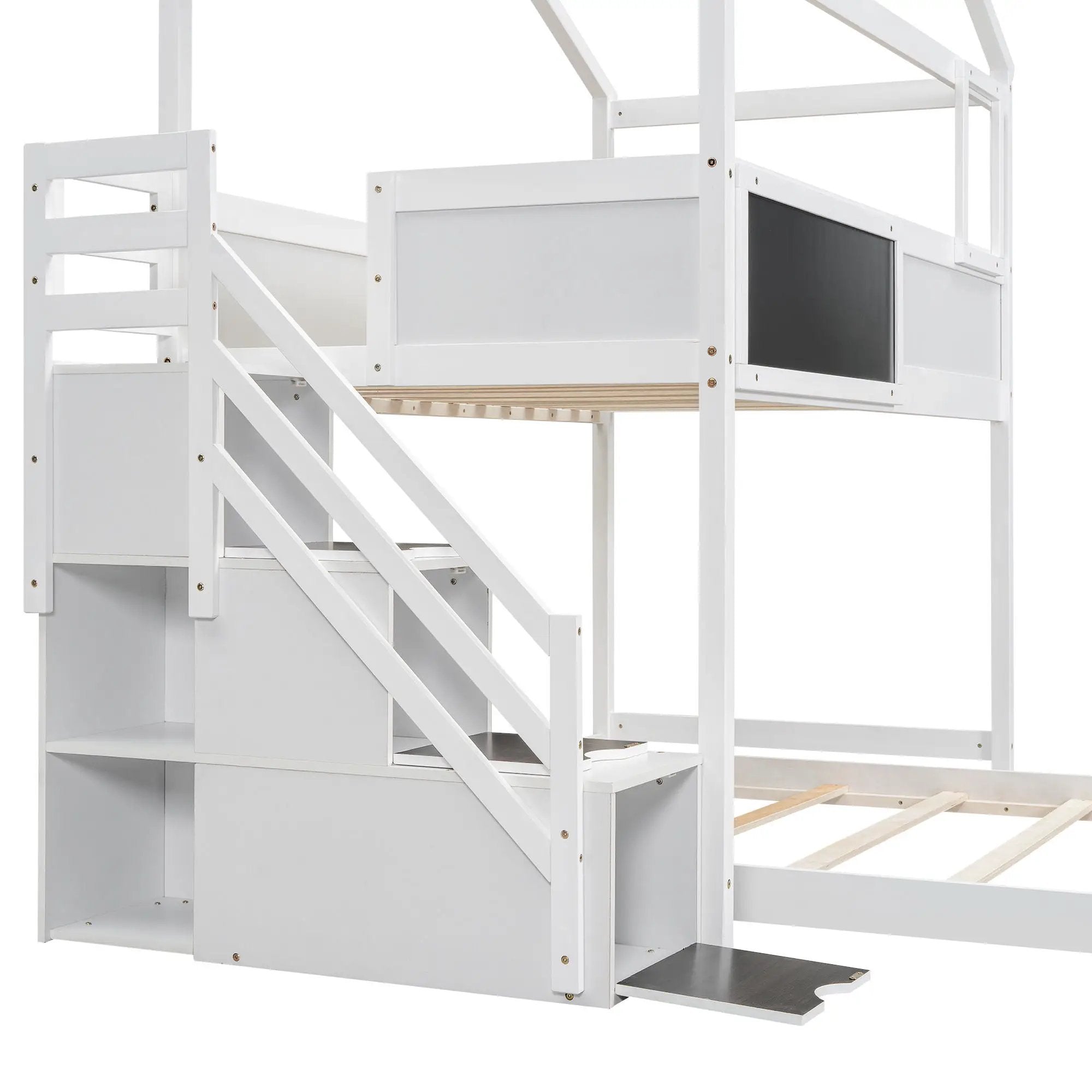 House Style Bunk Bed With Storage Staircase And board by HouseOfZazla