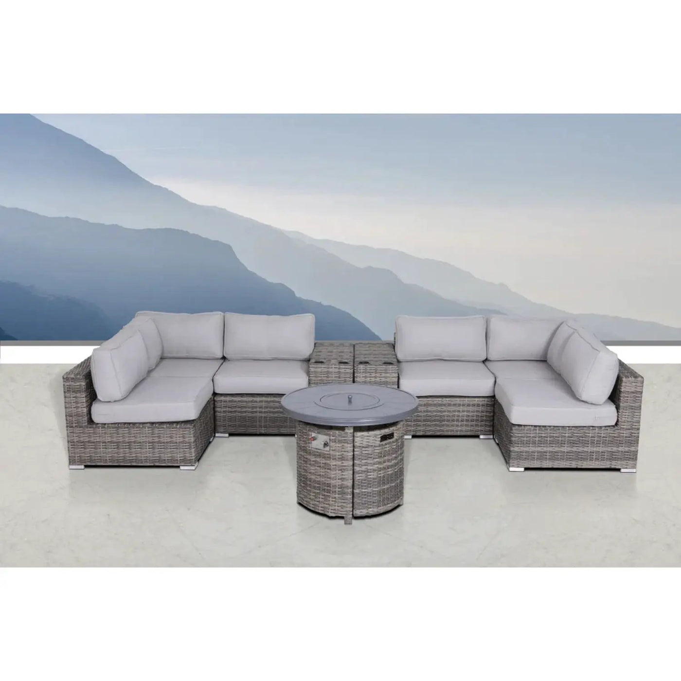 Wicker Outdoor Lounge Set With Cushions And Fire Pit by HouseOfZazla