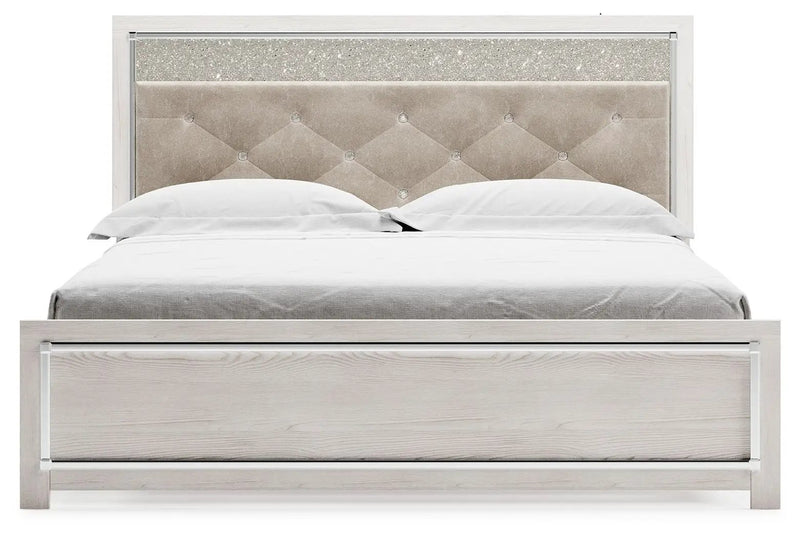 Altyra - King Panel Bed With Upholstered Headboard - White by Unique Piece Furniture