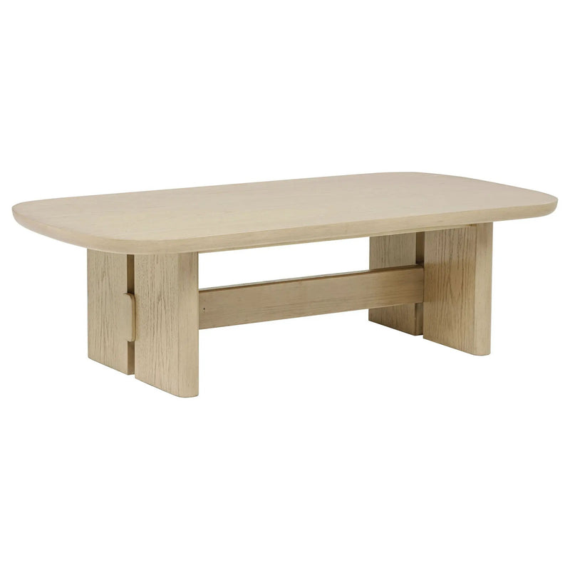 Kailani Coastal Rectangular Cocktail Coffee Table Beige Oak by Unique Piece Furniture
