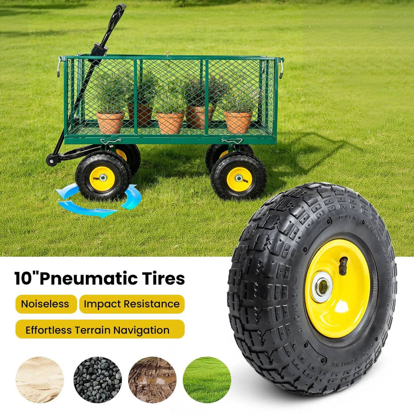 3-in-1 Oversized Steel Garden Cart by HouseOfZazla