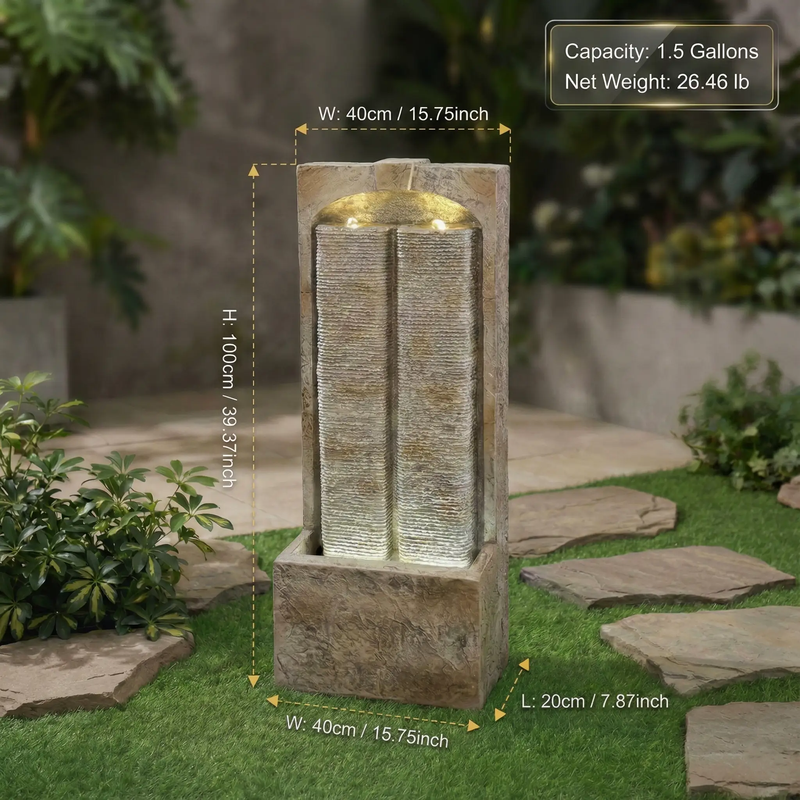 39 Inch Outdoor Water Fountain with Pump by HouseOfZazla