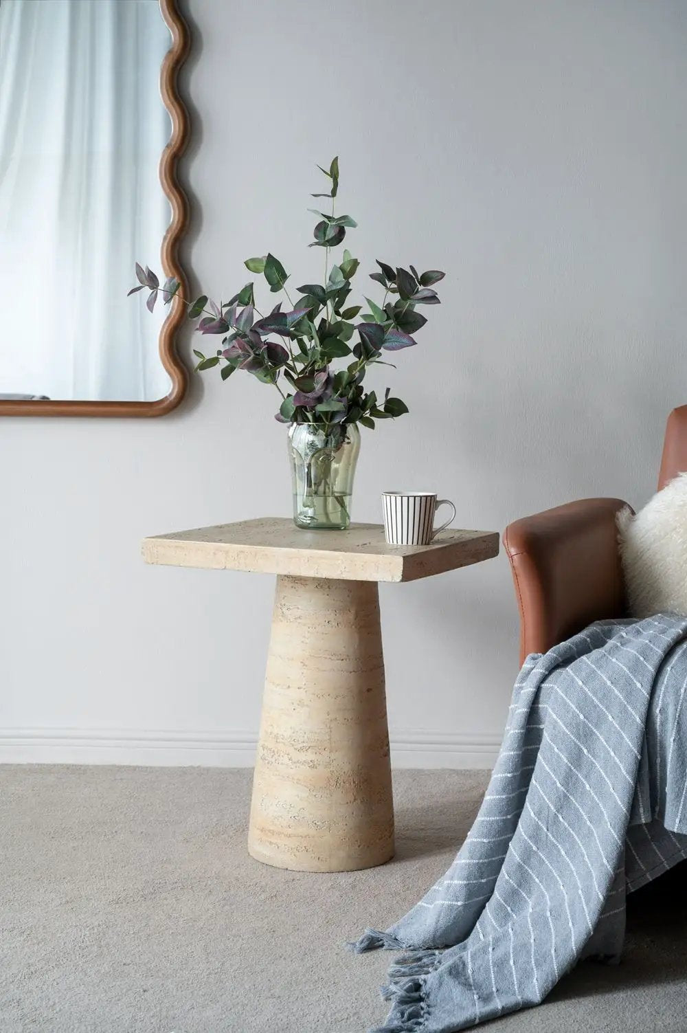 Square Side Table With Pedestal Base by HouseOfZazla