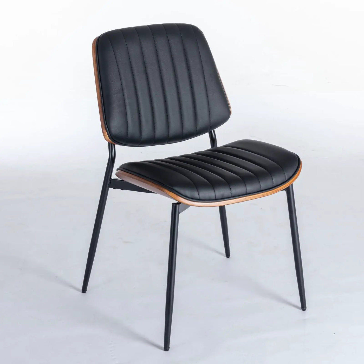 Dining Chairs (Set of 2) Mid-Century Modern Retro Chair With Walnut Bentwood Back Upholstered Seat Metal Legs Adjustable Foot For Kitchen Dining Room Chairs by HouseOfZazla