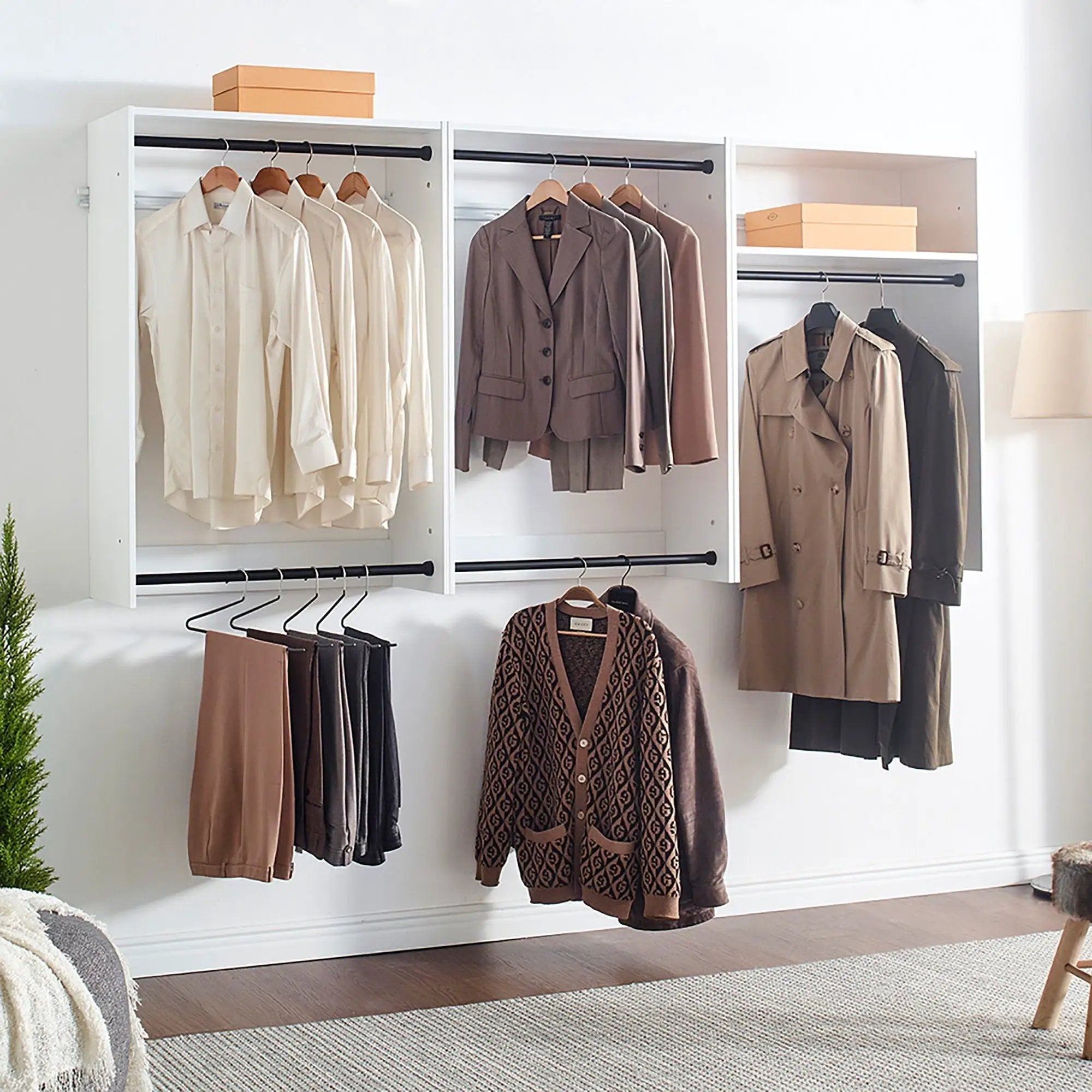 Devi - Wall Mounted Wood Closet System by HouseOfZazla