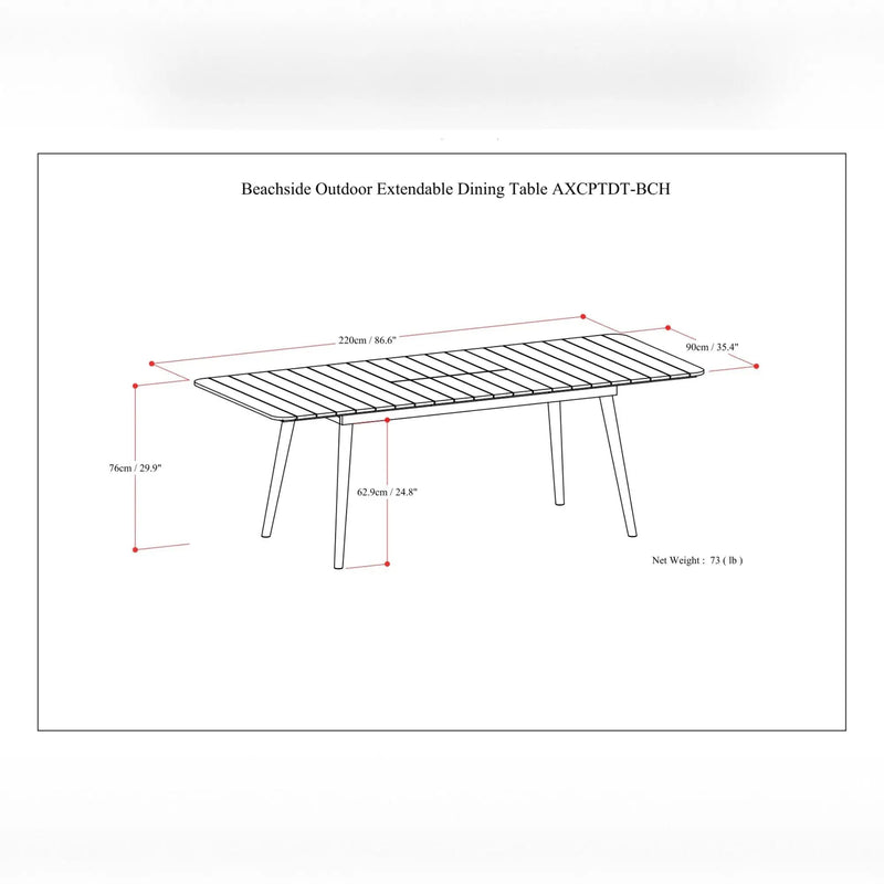 Beachside - Outdoor Extendable Dining Table - Light Teak by HouseOfZazla
