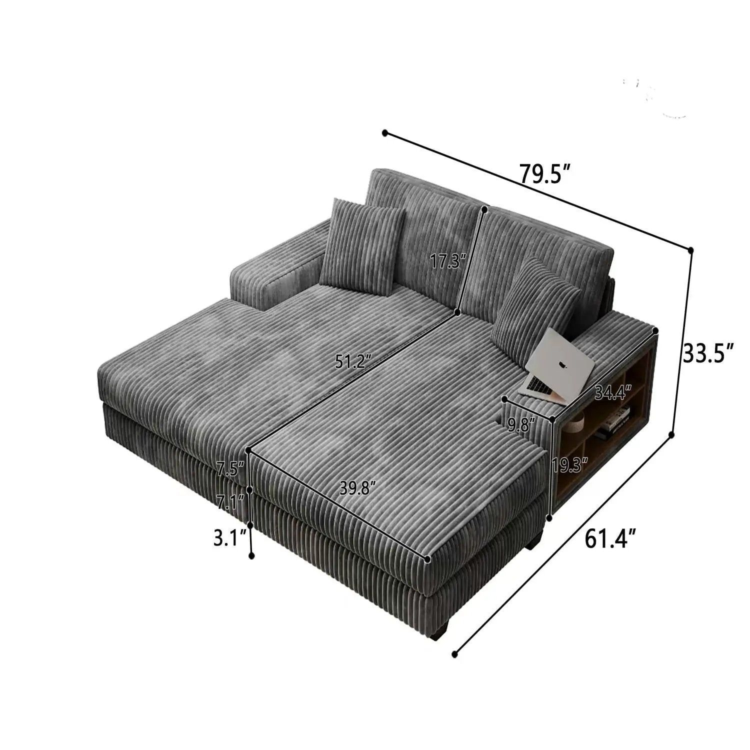Convertible Sectional Sofa, Sleeper Oversized Living Room Lounge by HouseOfZazla